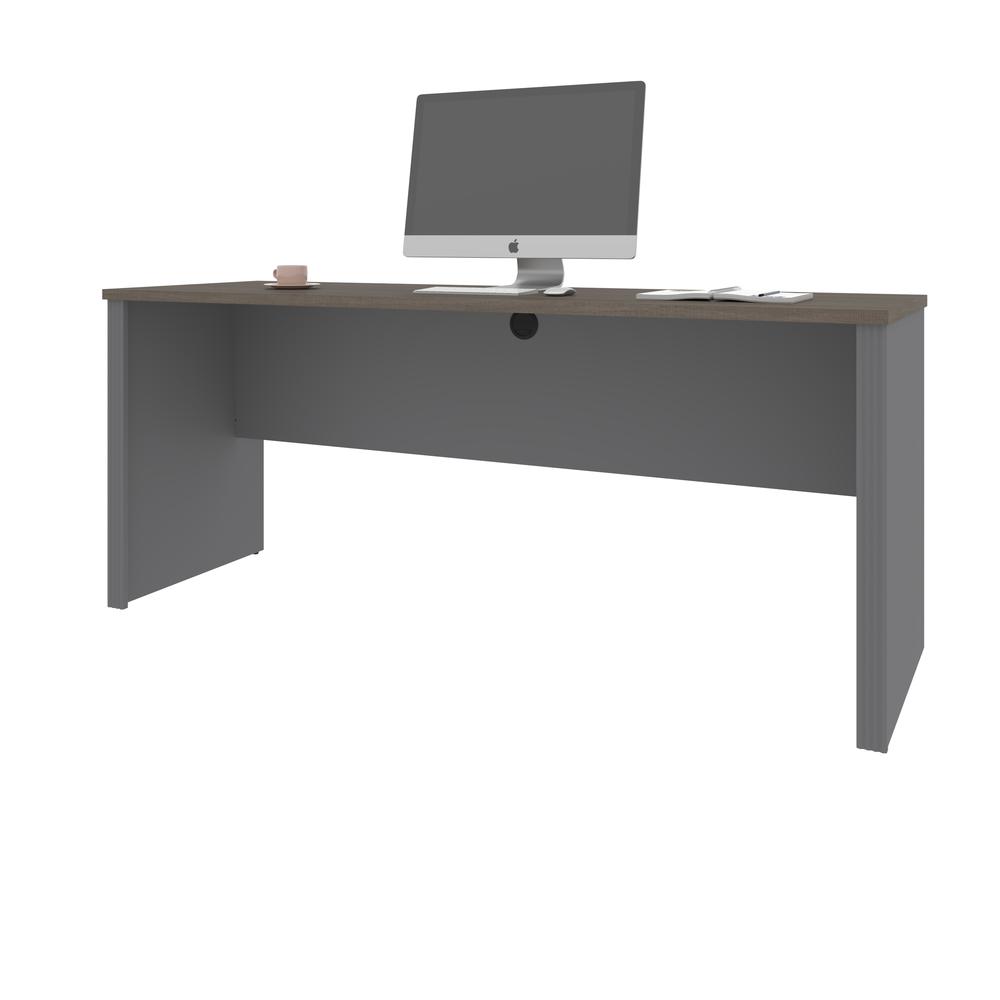 Bestar Prestige + 72W Narrow Desk Shell in bark grey & slate. Picture 2