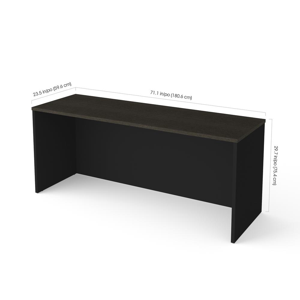 Bestar Pro-Concept Plus 72W Narrow Desk Shell in deep grey & black. Picture 2