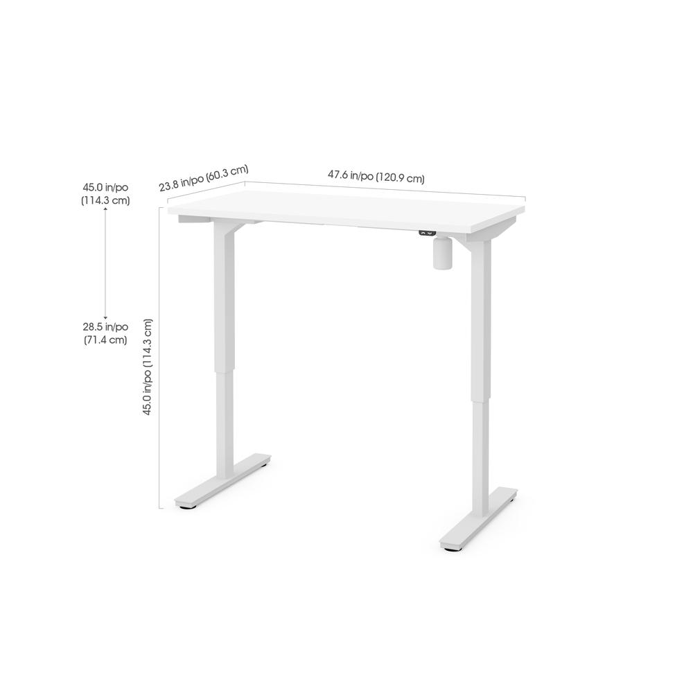 Bestar 24" x 48" Electric Height adjustable table in White. The main picture.