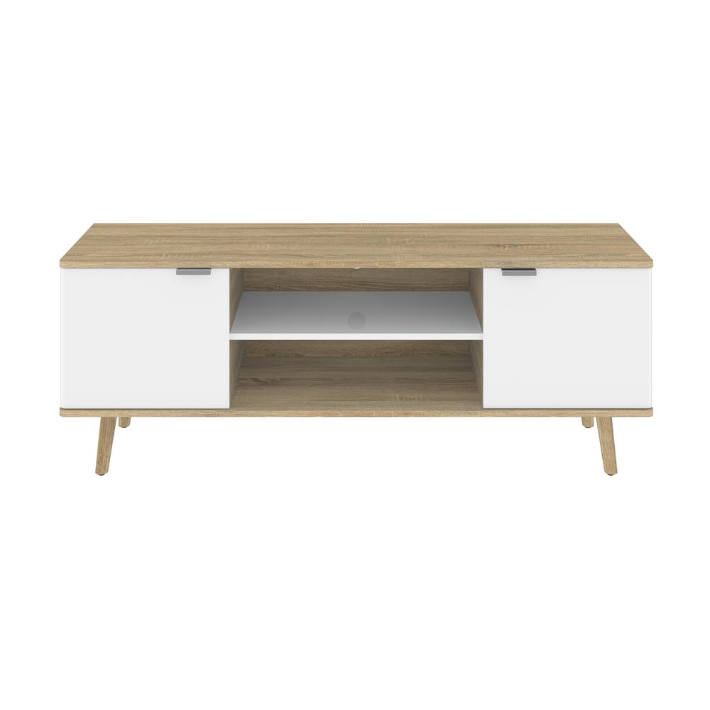 Bestar Procyon 56W TV Stand for 55 inch TV in modern oak & white uv. Picture 2