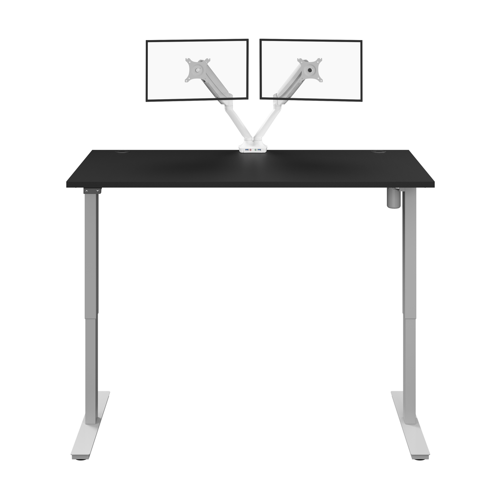 60W x 30D Standing Desk with Dual Monitor Arm in Black. Picture 2