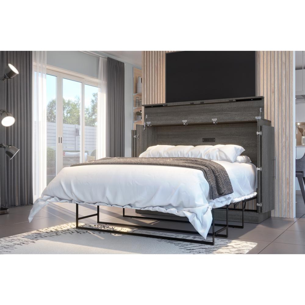 Nebula Full Cabinet Bed with Mattress in Bark Gray. Picture 4