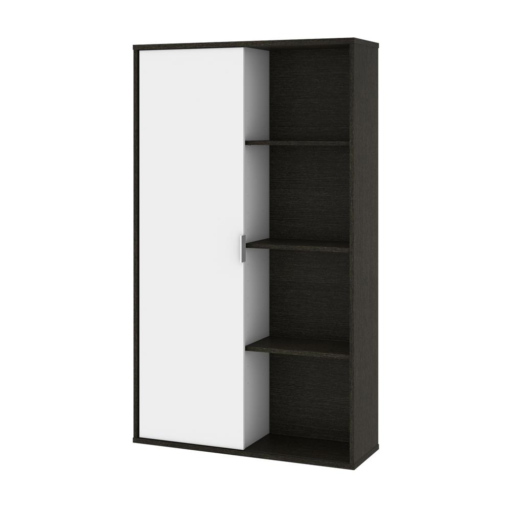 Aquarius Bookcase with Sliding Door - Deep Grey & White. Picture 2