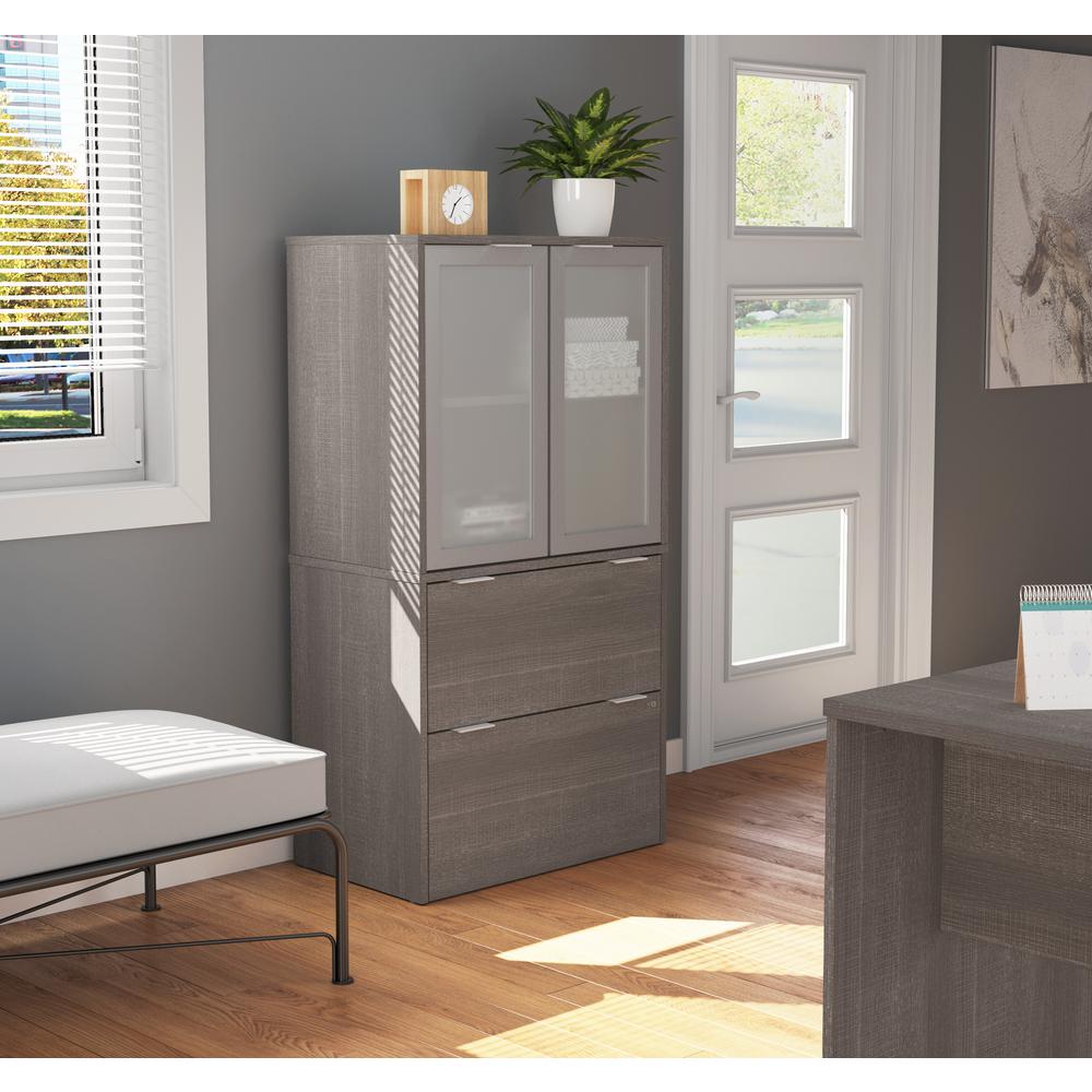 i3 Plus Lateral File with Storage Cabinet in Bark Gray. Picture 3