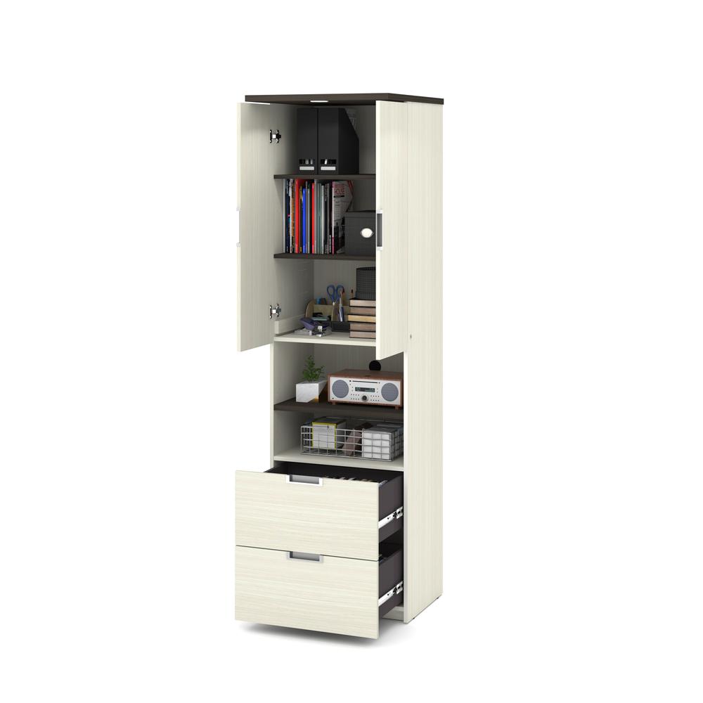 Bestar Lumina Storage Unit with Drawers & Doors in White Chocolate & Dark Chocolate. Picture 2