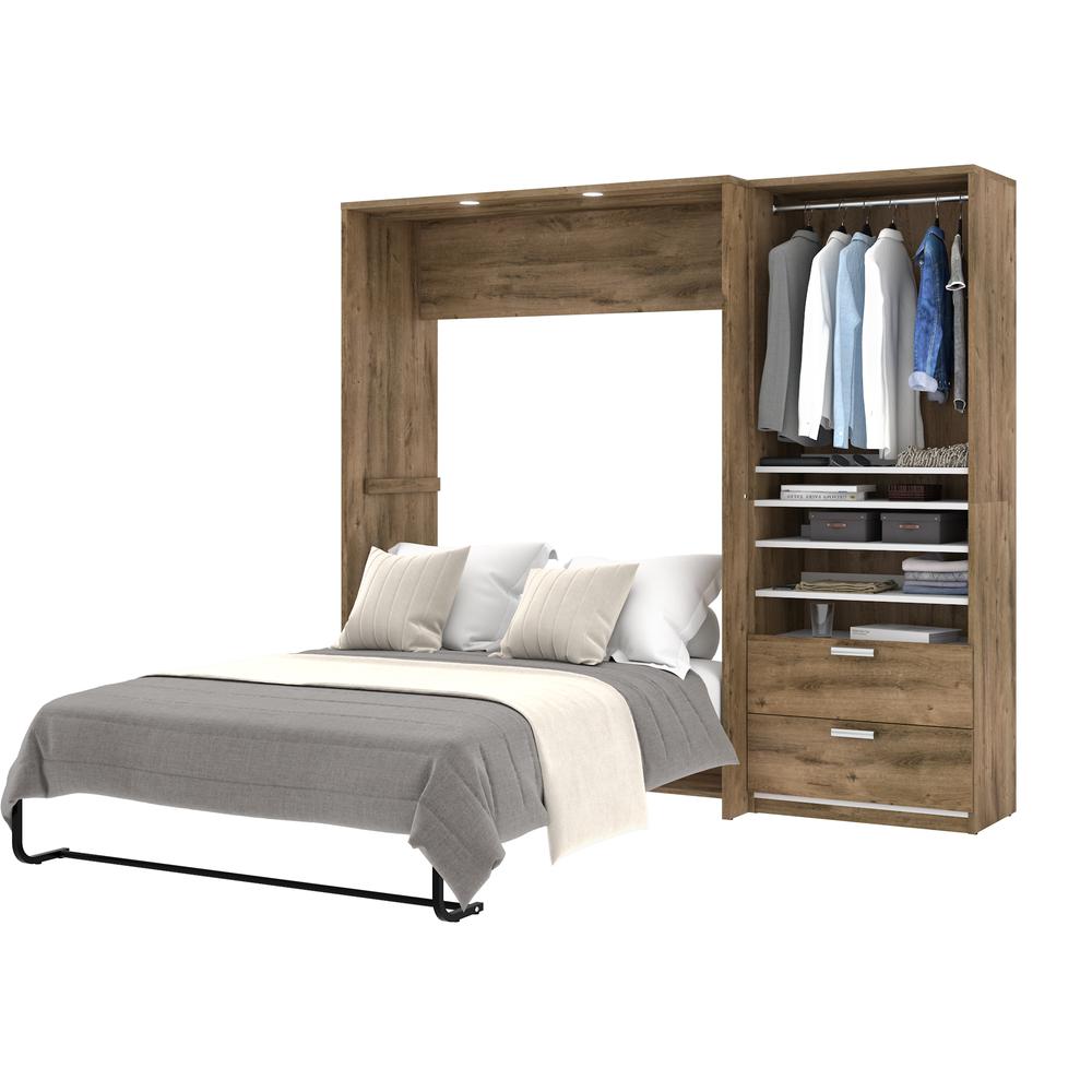 Cielo Premium 89" Full Wall Bed kit in Rustic Brown and White. Picture 2