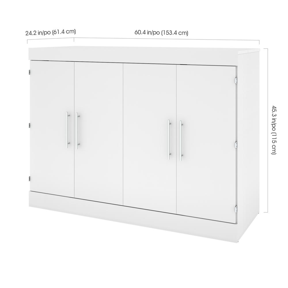 Nebula Full Cabinet Bed with Mattress in White. Picture 9