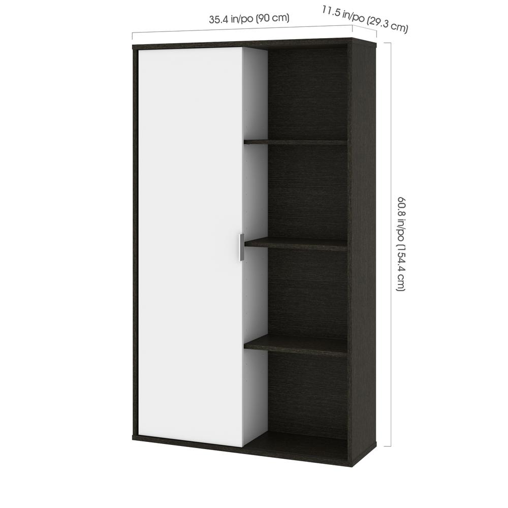 Aquarius Bookcase with Sliding Door - Deep Grey & White. Picture 6