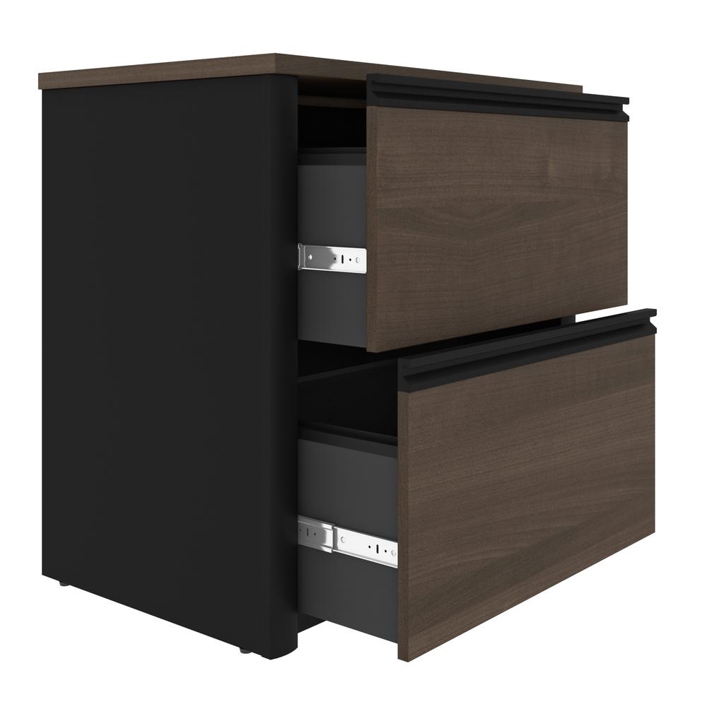 Connexion L-shaped workstation with lateral file in Antigua & Black. Picture 9