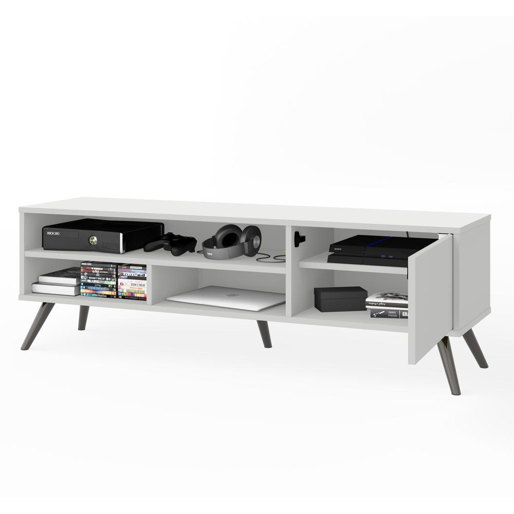 Bestar Krom 54W TV Stand with Metal Legs for 60 inch TV in white. Picture 2