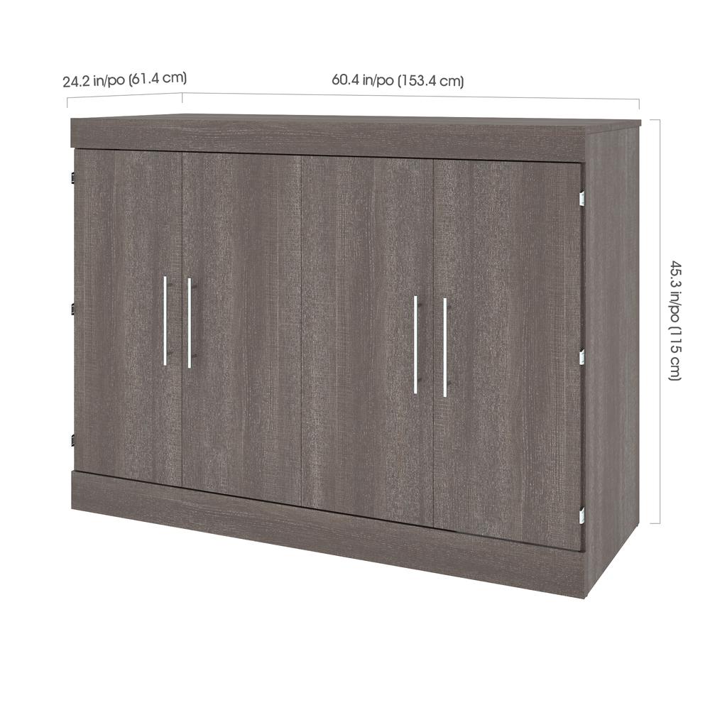 Nebula Full Cabinet Bed with Mattress in Bark Gray. Picture 9
