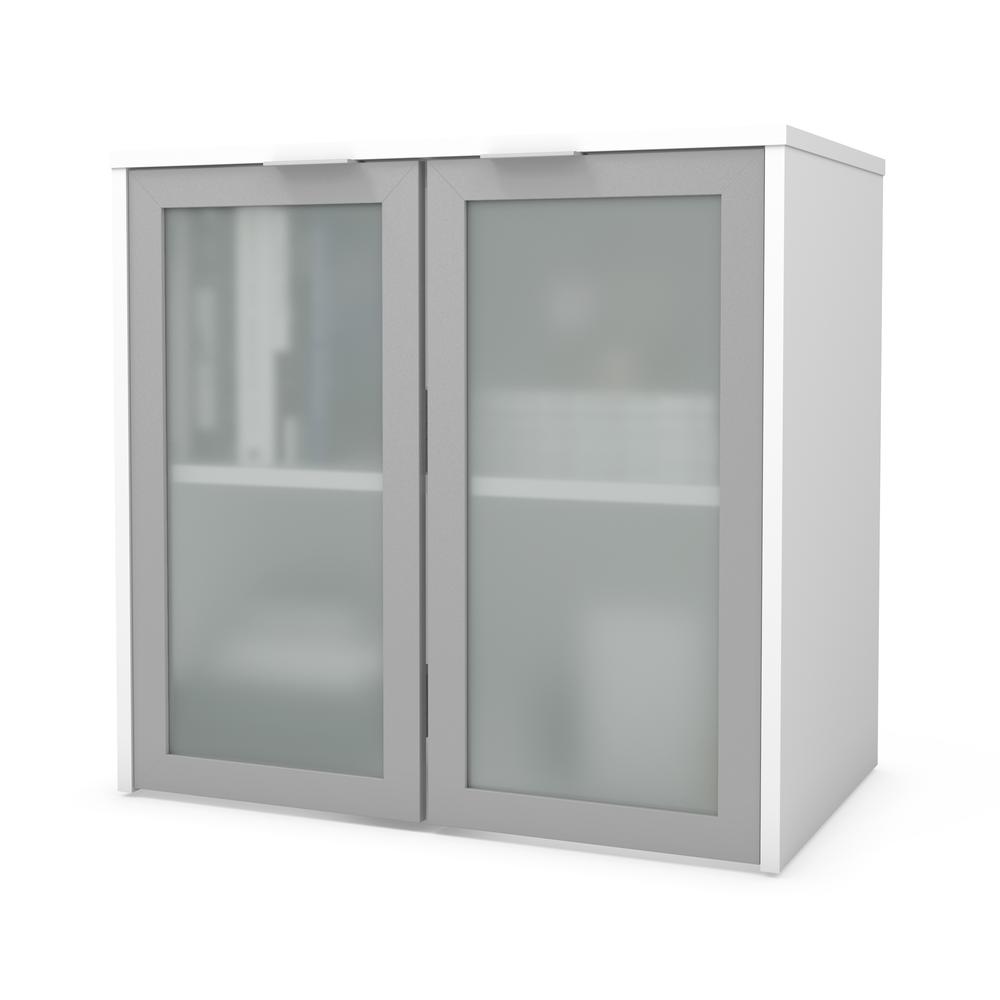 i3 Plus Hutch with Frosted Glass Doors in White. The main picture.