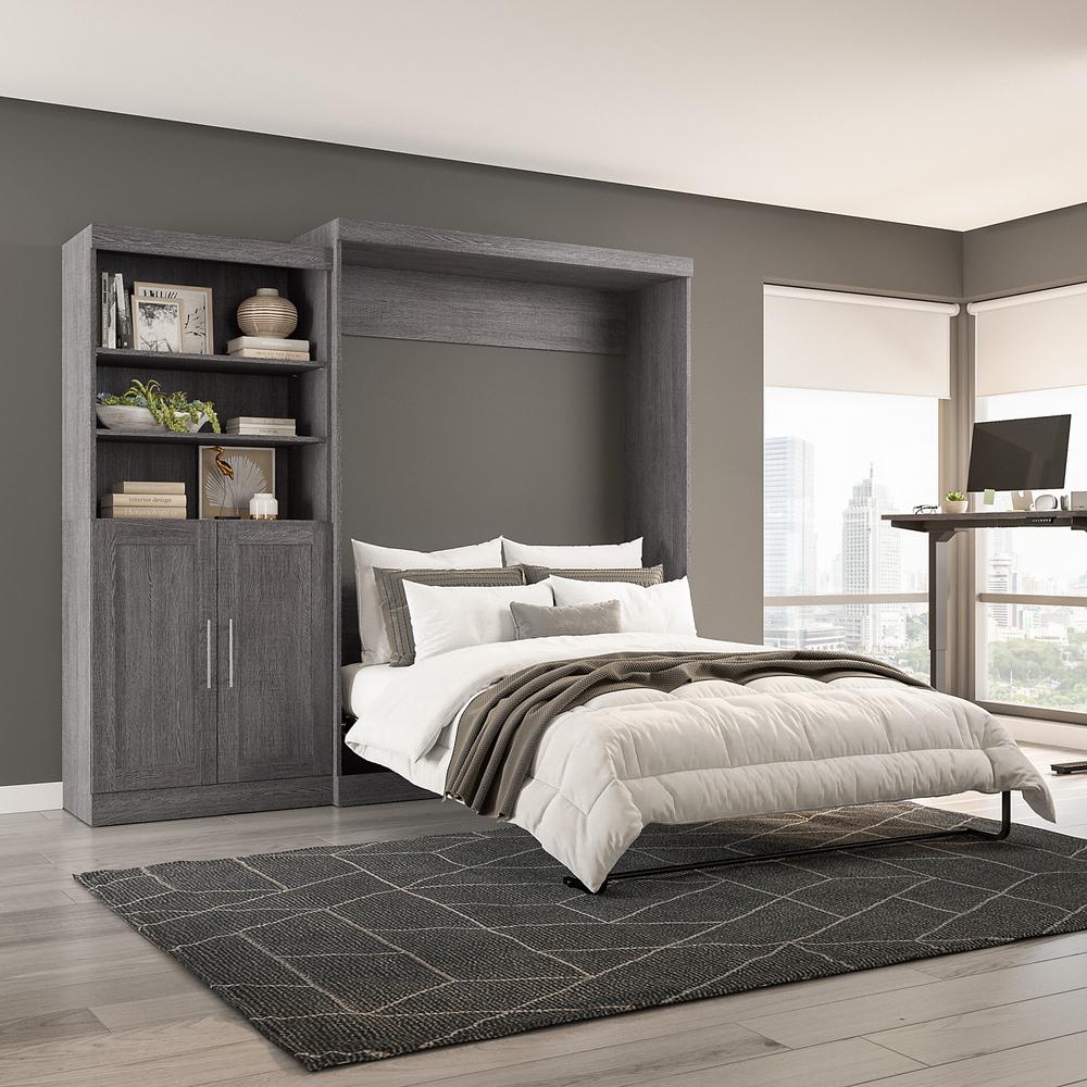 Pur Queen Murphy Bed and Closet Organizer with Doors (101W) in Bark Gray. Picture 7