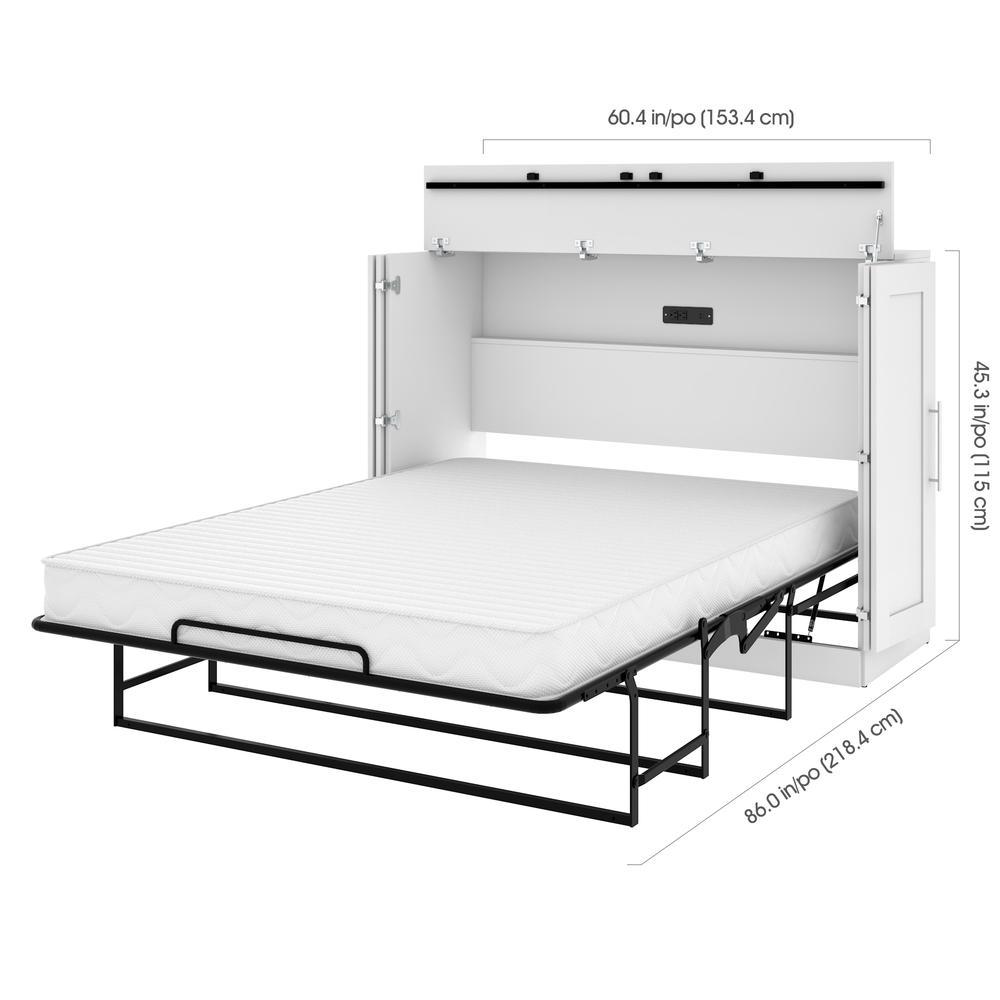 Full Cabinet Bed with Mattress in White. Picture 5