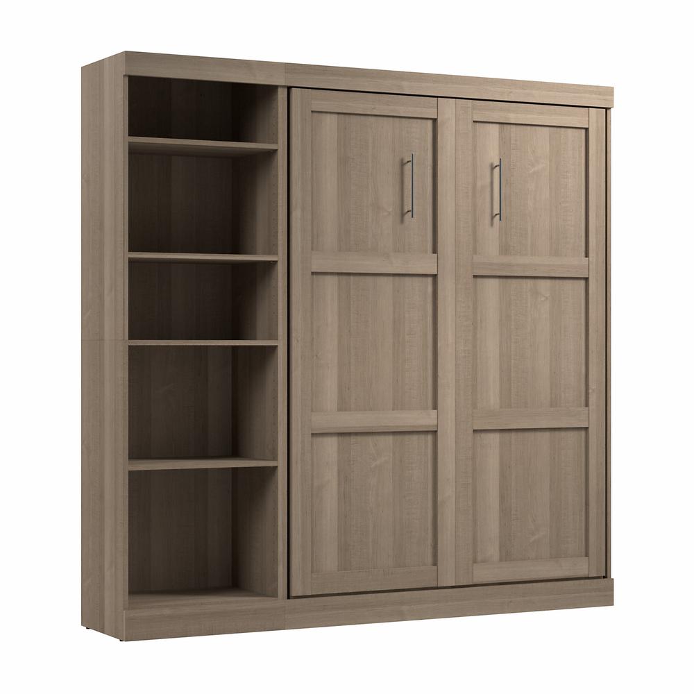 Pur Full Murphy Bed with Shelving Unit (84W) in Ash Gray. Picture 1