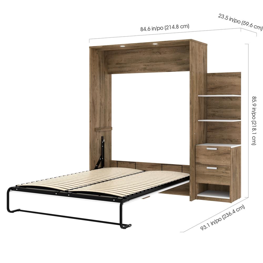 Cielo Elite 85" Queen Wall Bed kit in Rustic Brown and White. Picture 6