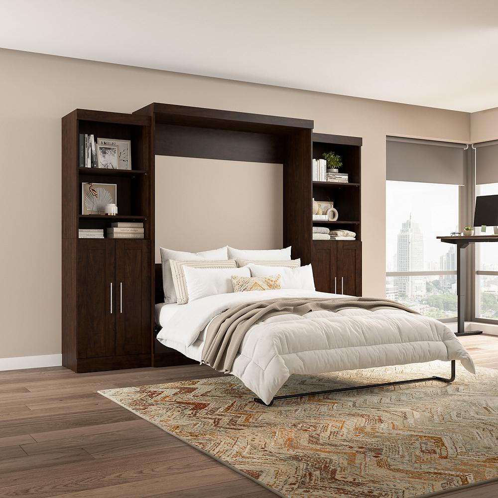 Pur Queen Murphy Bed with Closet Storage Organizers (115W) in Chocolate. Picture 7