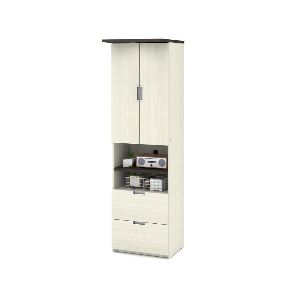 Bestar Lumina Storage Unit with Drawers & Doors in White Chocolate & Dark Chocolate. The main picture.