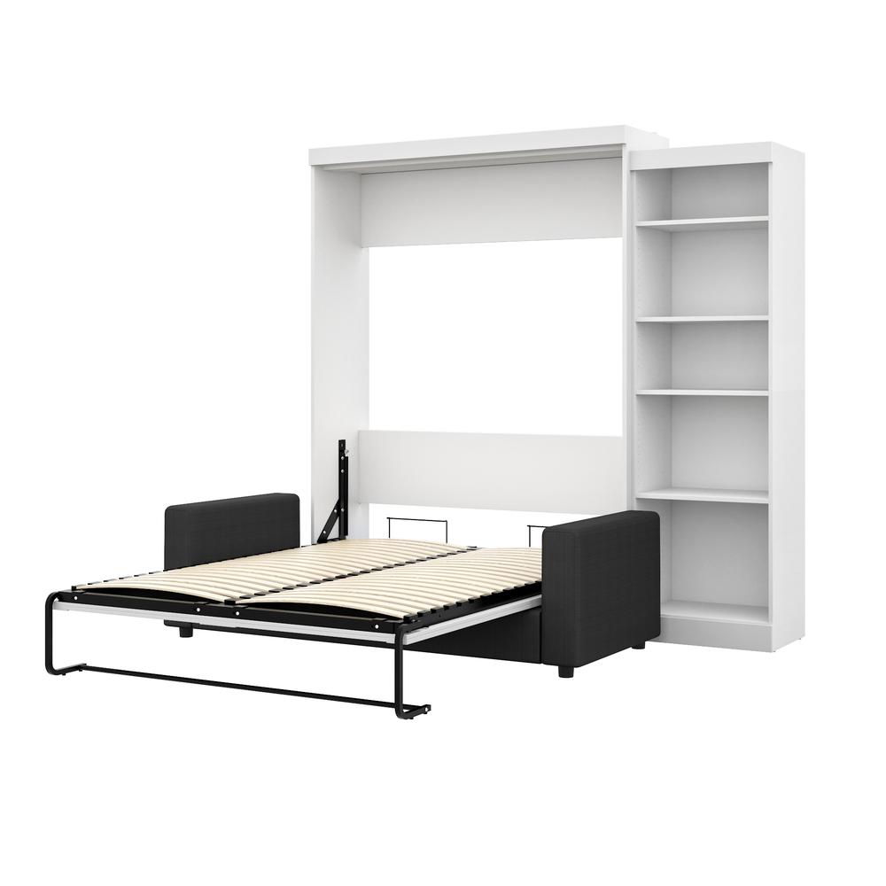 Pur 3-Piece Queen Wall Bed, Storage Unit and Sofa Set - White & Grey. Picture 4