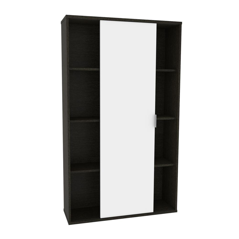 Aquarius Bookcase with Sliding Door - Deep Grey & White. Picture 7