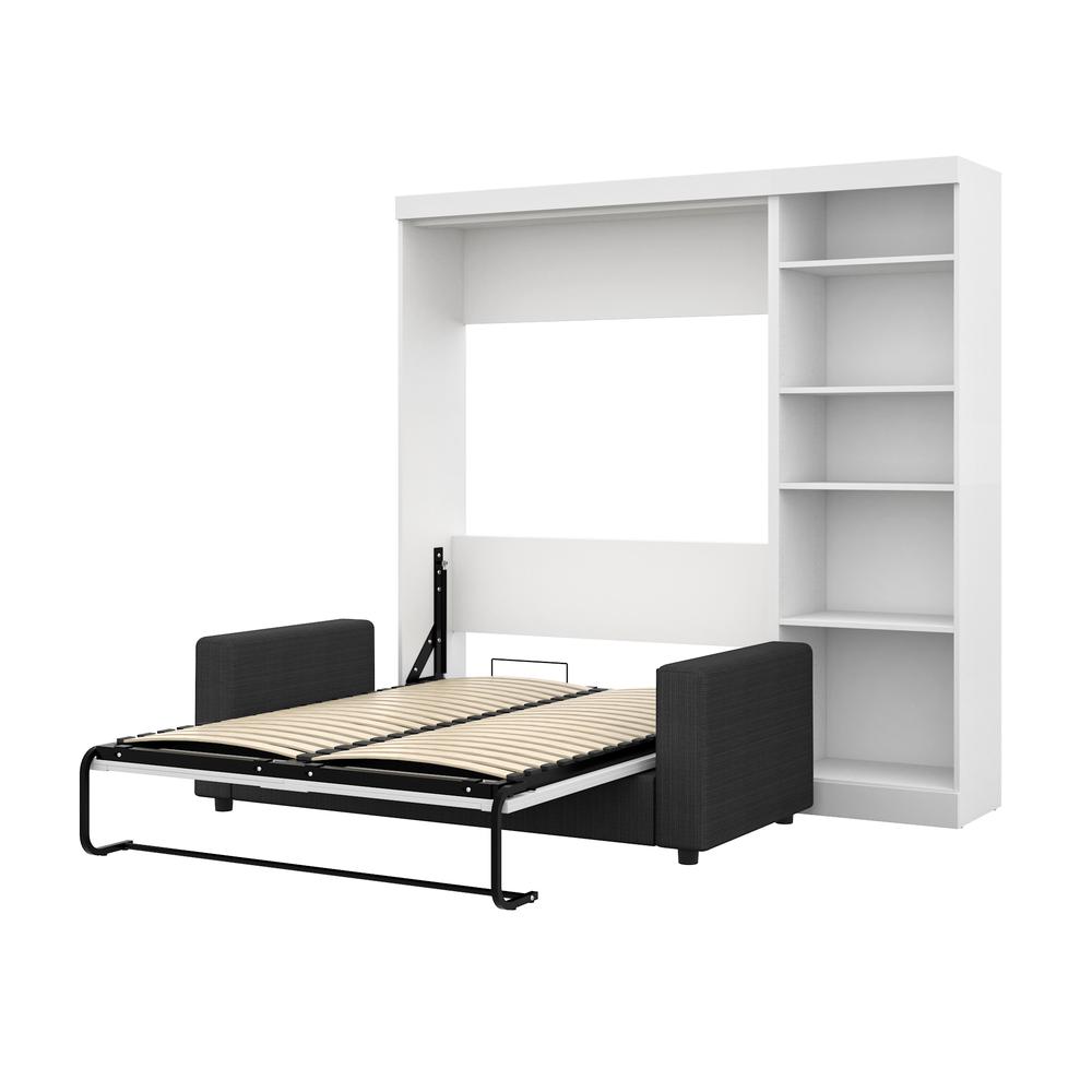 Pur 3-Piece Full Wall Bed, Storage Unit and Sofa Set - White & Grey. Picture 4
