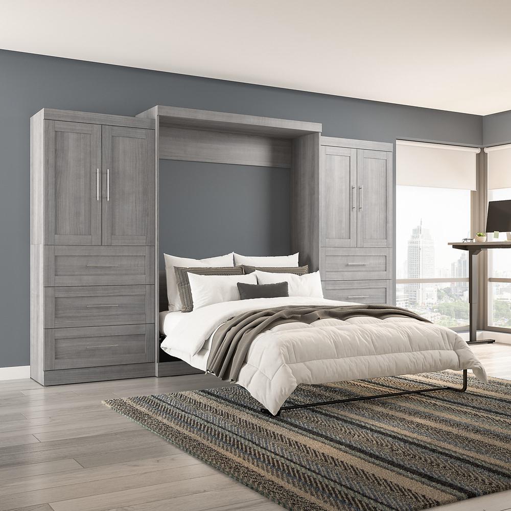 Pur Queen Murphy Bed with Wardrobes (136W) in Platinum Gray. Picture 7