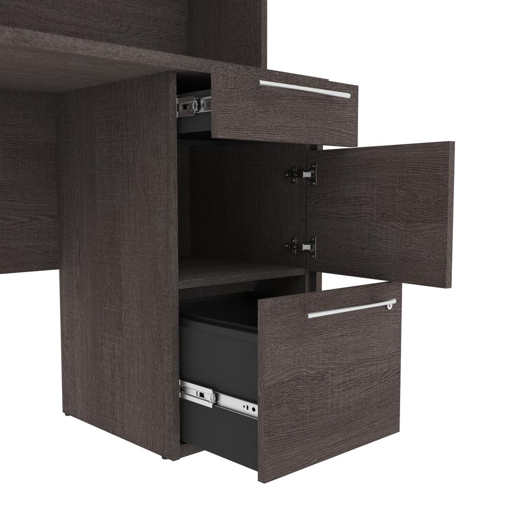 Innova Plus U-Shape Desk with Hutch - Bark Gray. Picture 7