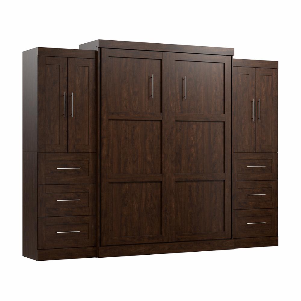 Pur Queen Murphy Bed with Closet Storage Cabinets (115W) in Chocolate. Picture 1