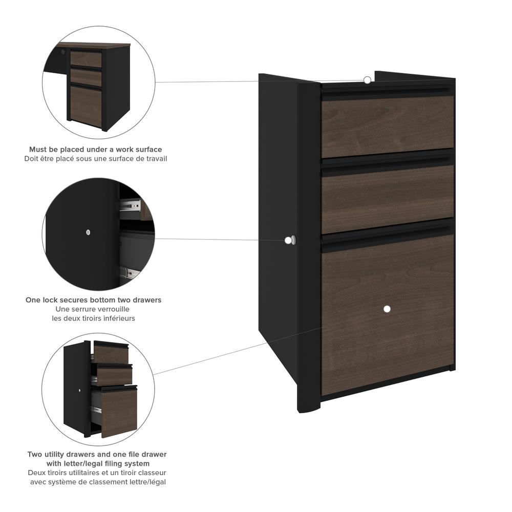 Connexion L-shaped workstation with hutch in Antigua & Black. Picture 5