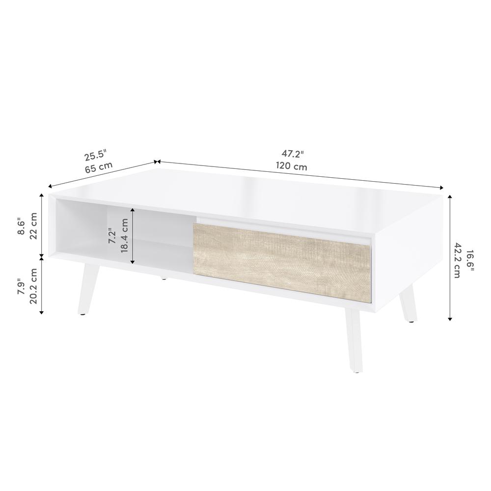 Bestar Adara 48W Coffee Table in uv white and mountain ash gray. Picture 10
