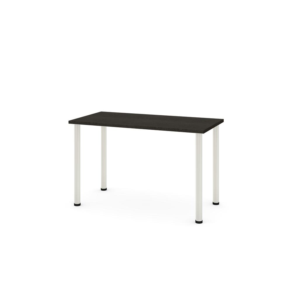 Bestar 24" x 48" Table with round metal legs in Deep Grey. The main picture.
