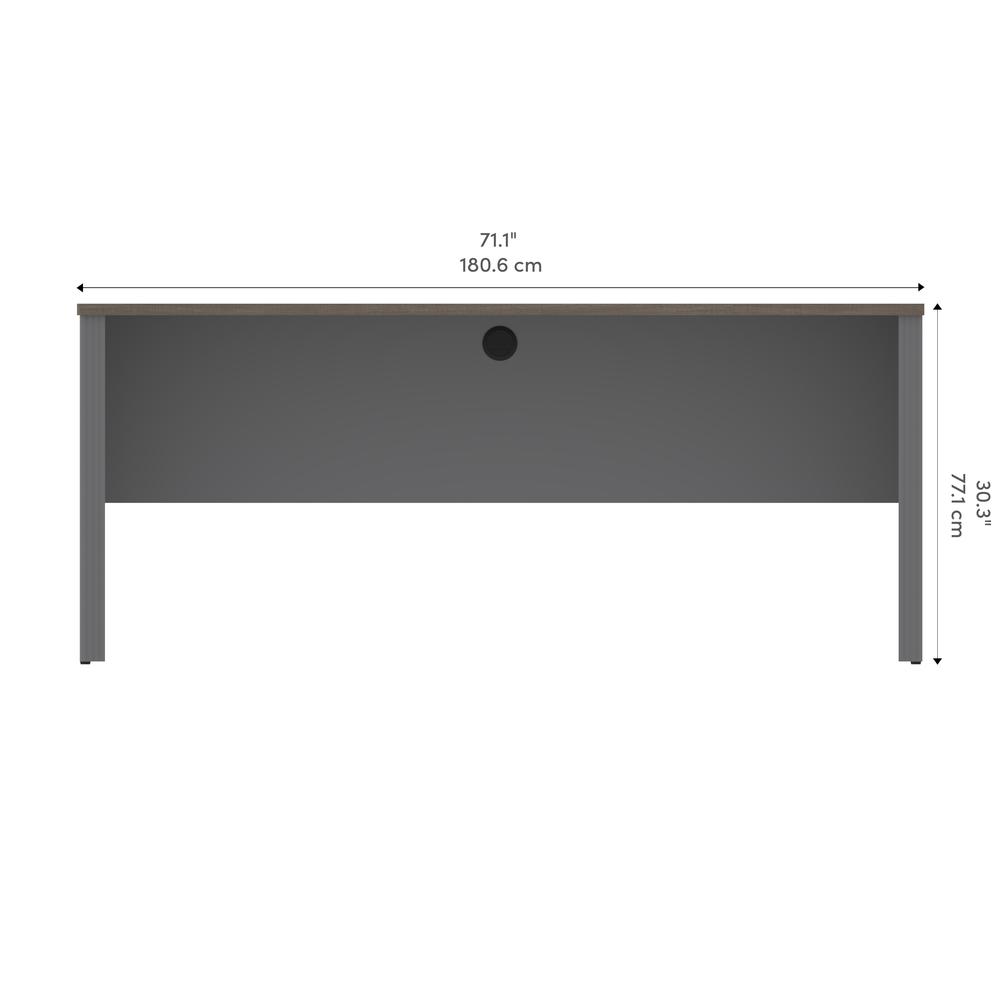 Bestar Prestige + 72W Narrow Desk Shell in bark grey & slate. Picture 11