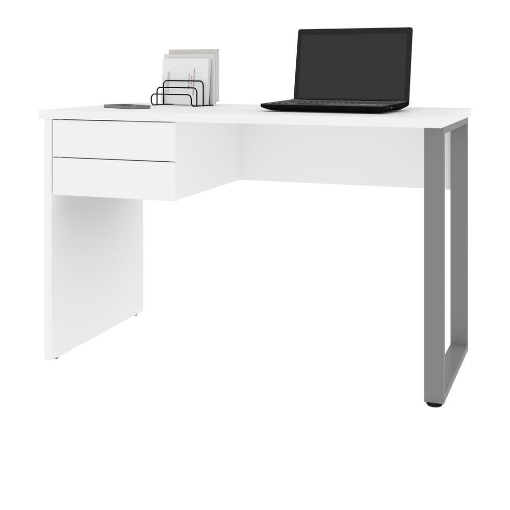 Bestar Solay 48W Small Table Desk with U-Shaped Metal Leg in white. Picture 2