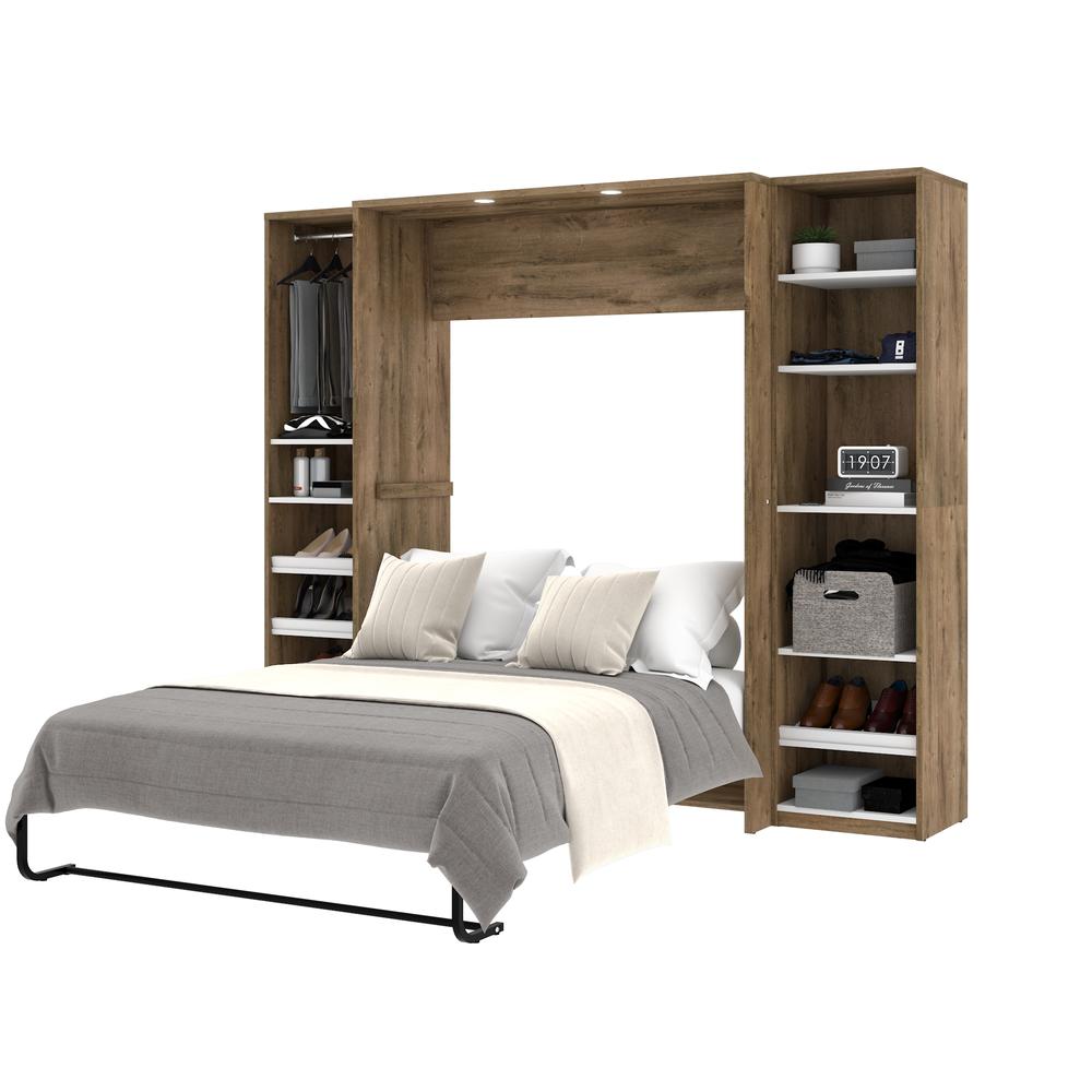 Cielo Classic 98" Full Wall Bed kit in Rustic Brown and White. Picture 2