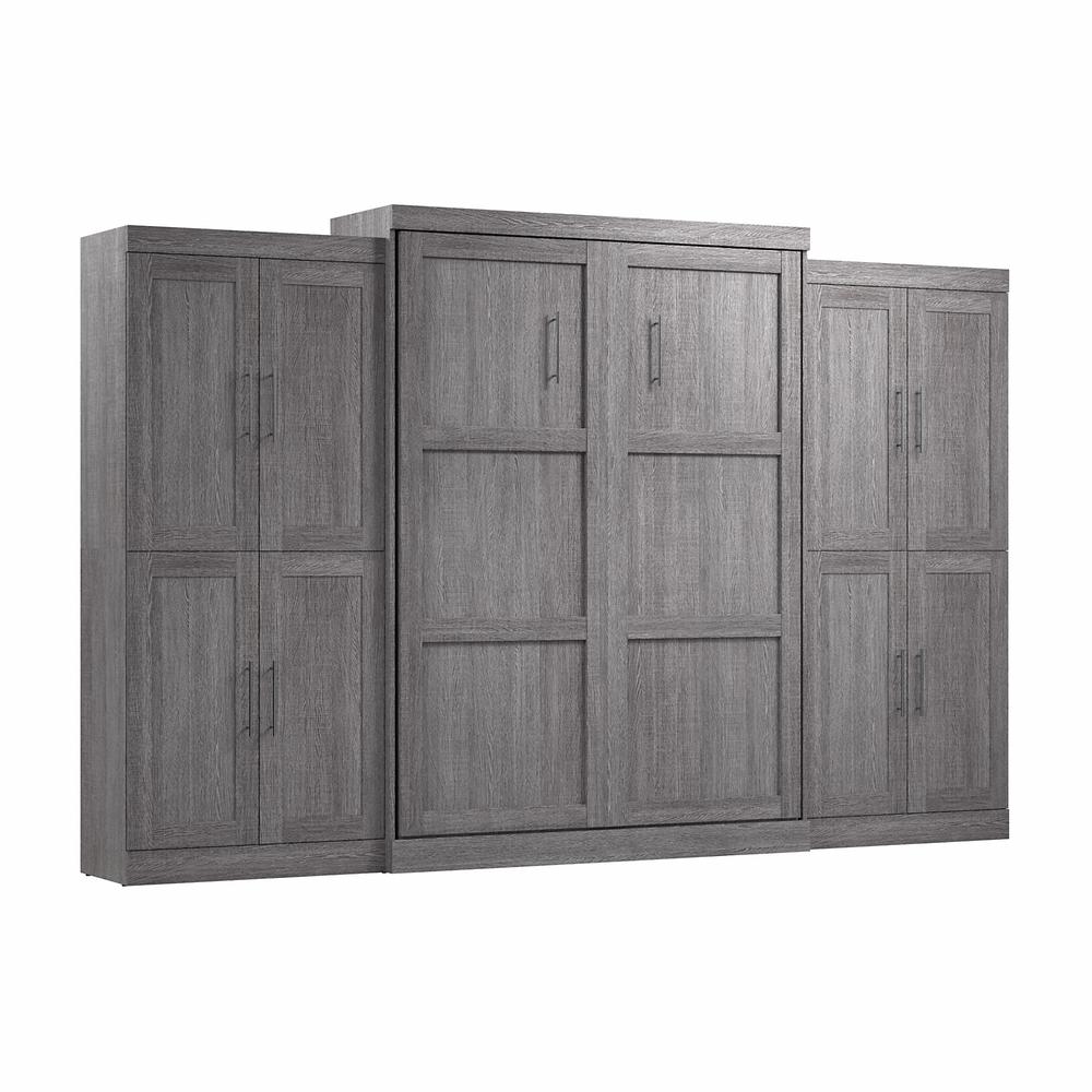 Pur Queen Murphy Bed with Storage Cabinets (136W) in Bark Gray. Picture 1