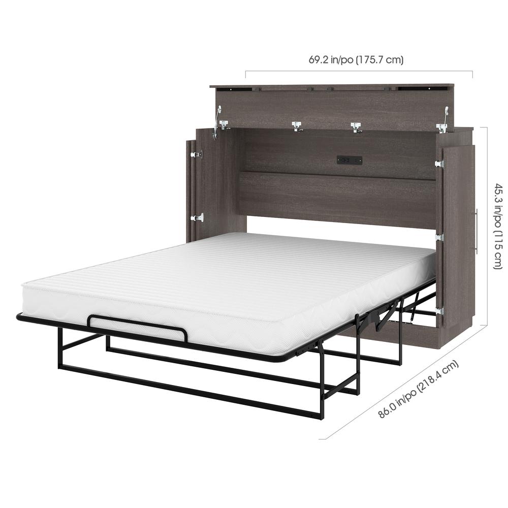 Nebula Full Cabinet Bed with Mattress in Bark Gray. Picture 10