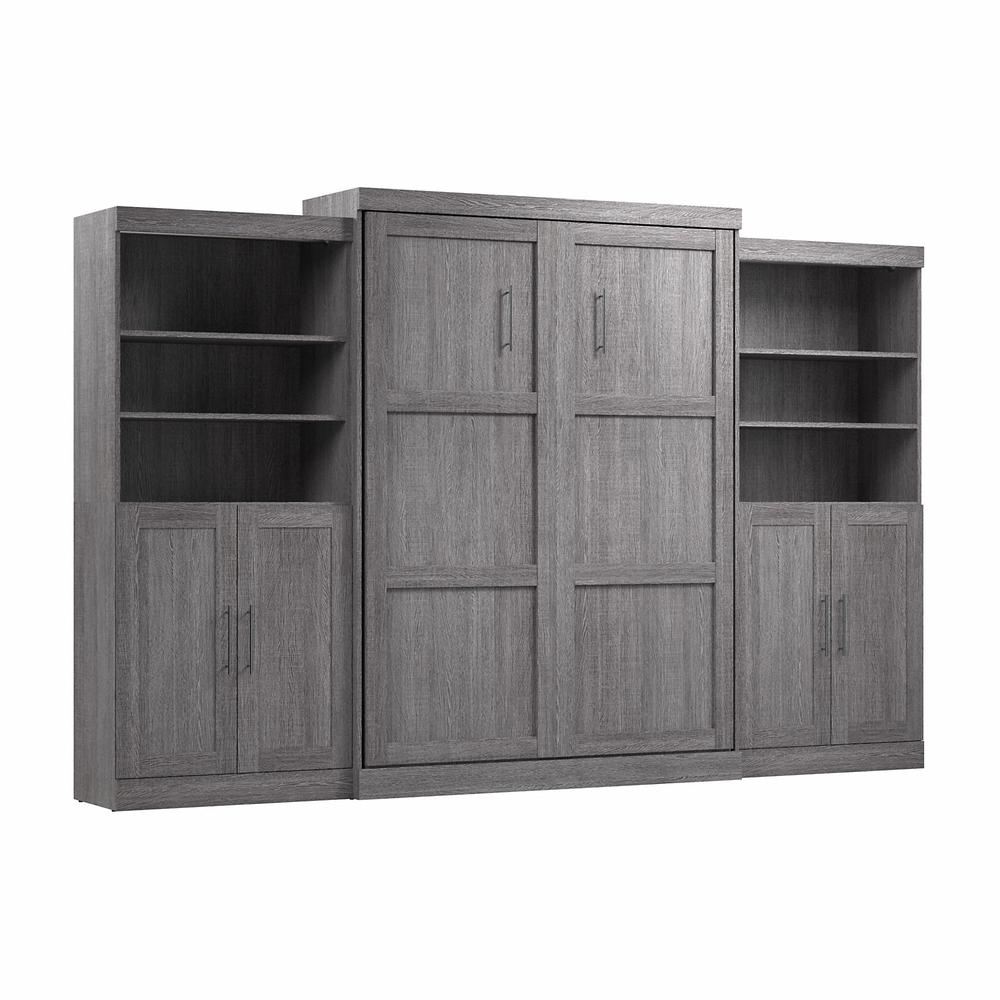 Pur Queen Murphy Bed with Closet Storage Organizers (136W) in Bark Gray. Picture 1