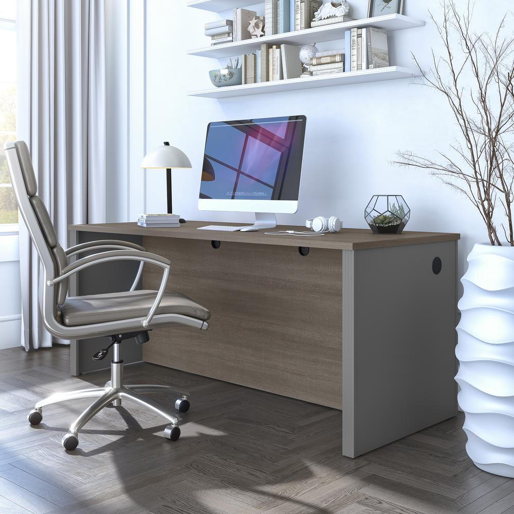 Bestar Prestige + 72W Desk Shell in bark grey & slate. Picture 7