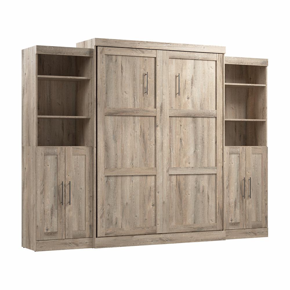 Pur Queen Murphy Bed with Closet Storage Organizers (115W) in Rustic Brown. Picture 1