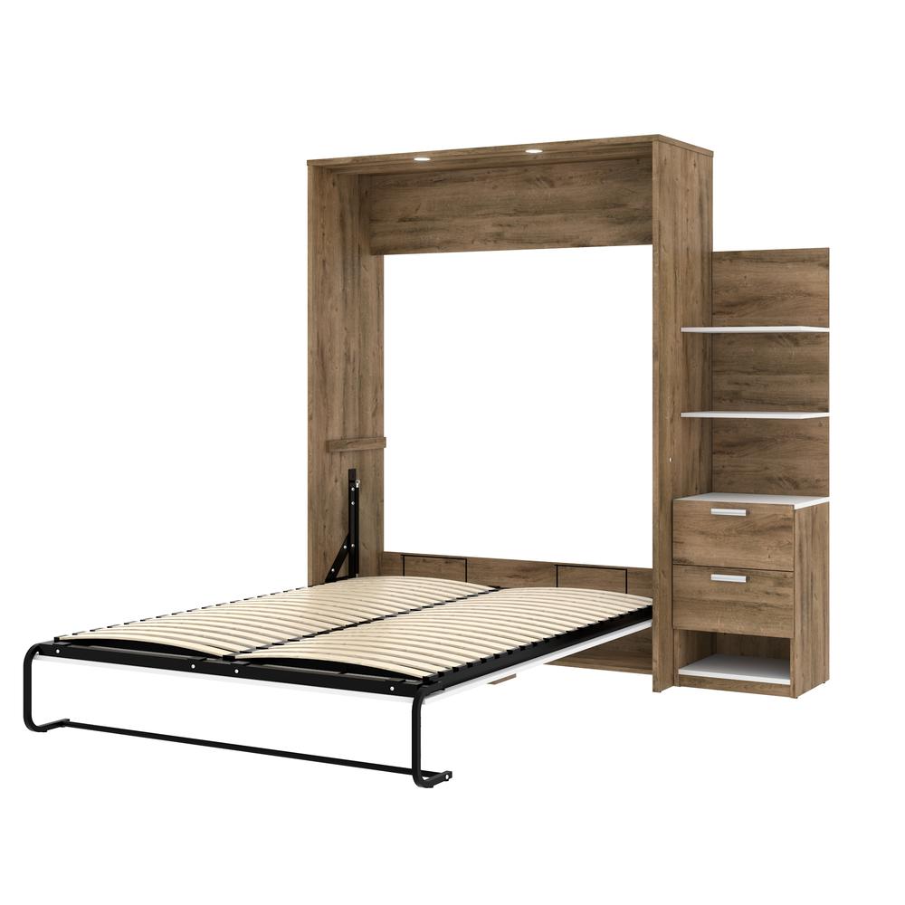 Cielo Elite 85" Queen Wall Bed kit in Rustic Brown and White. Picture 3