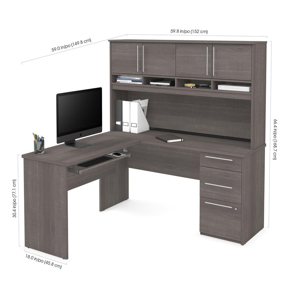 Innova Plus L-shaped desk in Bark Gray. Picture 3