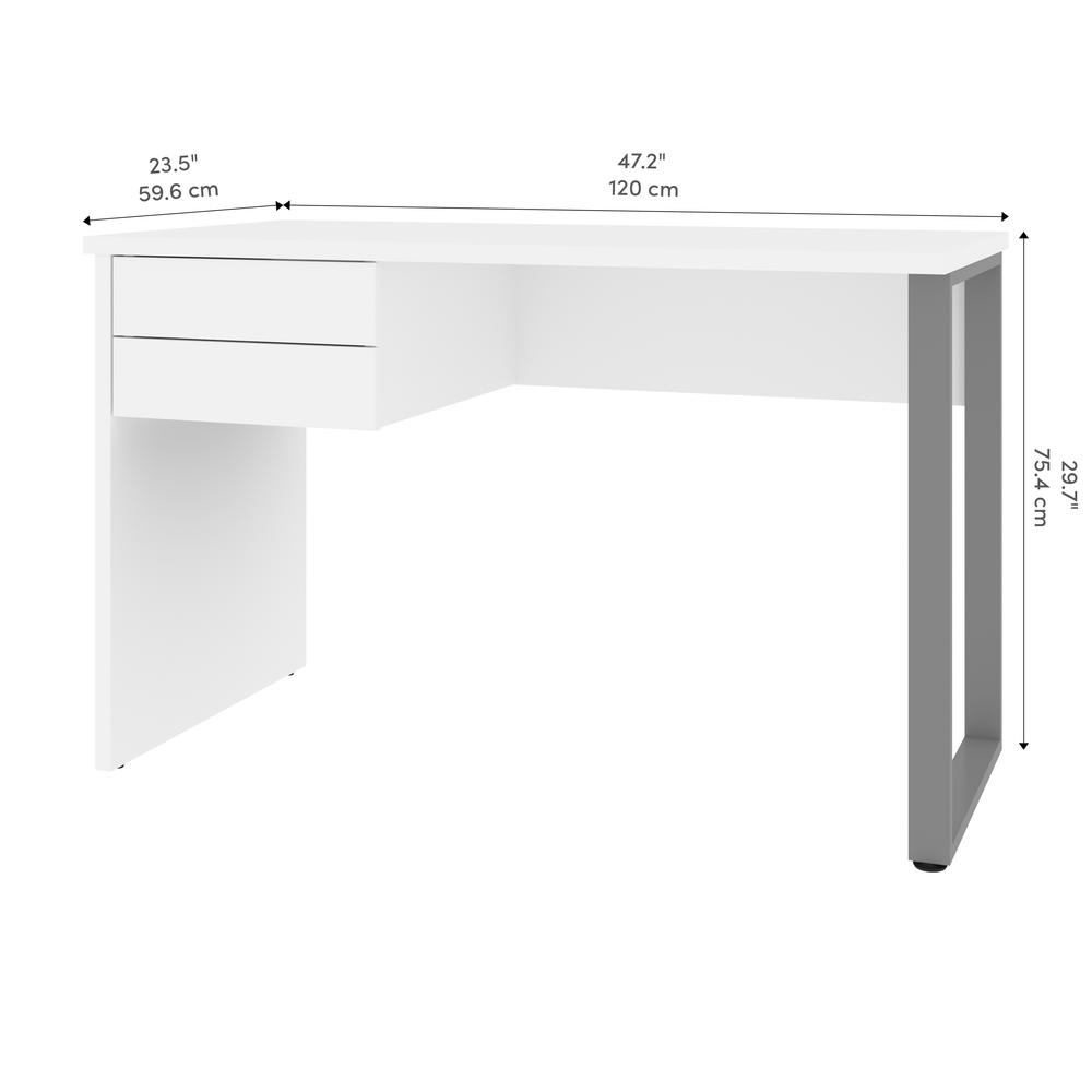 Bestar Solay 48W Small Table Desk with U-Shaped Metal Leg in white. Picture 10