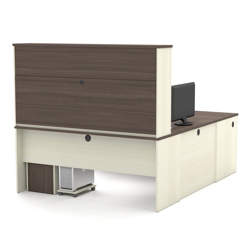 Prestige U-shaped workstation including two pedestals in White Chocolate & Antigua. Picture 5