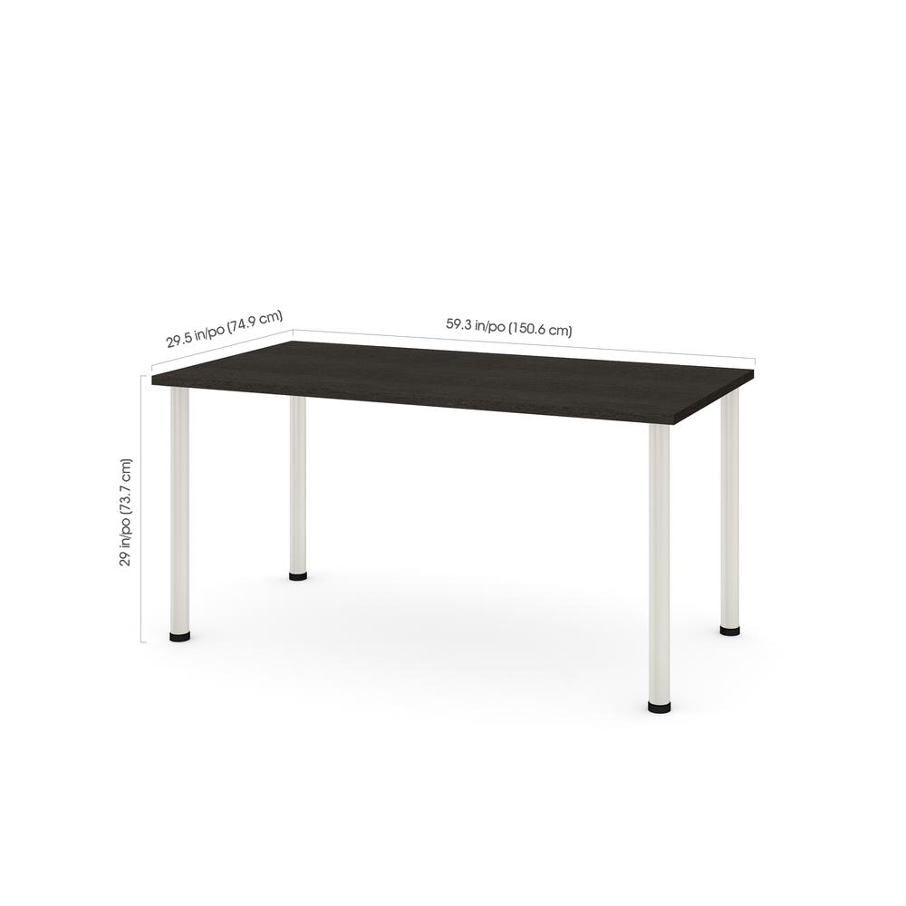 Bestar 30" x 60" Table with round metal legs in Deep Grey. The main picture.