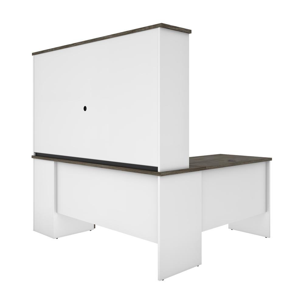 Bestar Norma Norma L-shaped workstation with hutch - Walnut Grey & White. Picture 2
