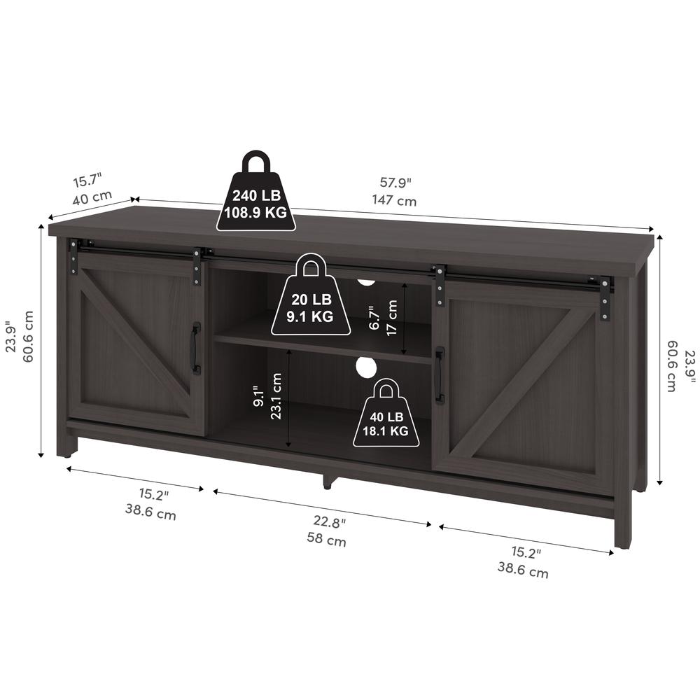 Bestar Isida 58W TV Stand in storm gray. Picture 10