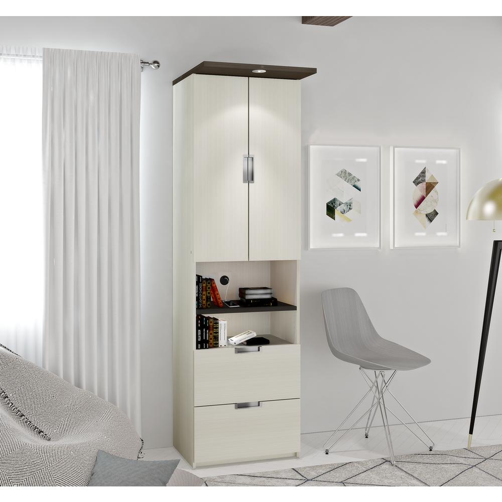 Bestar Lumina Storage Unit with Drawers & Doors in White Chocolate & Dark Chocolate. Picture 3
