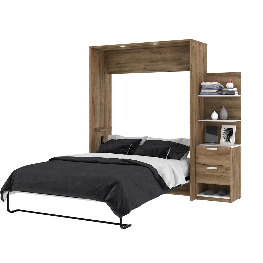 Cielo Elite 85" Queen Wall Bed kit in Rustic Brown and White. Picture 2