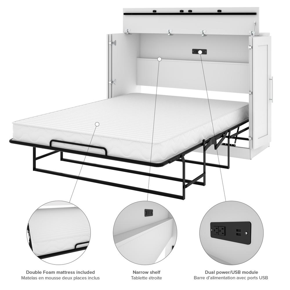 Full Cabinet Bed with Mattress in White. Picture 8