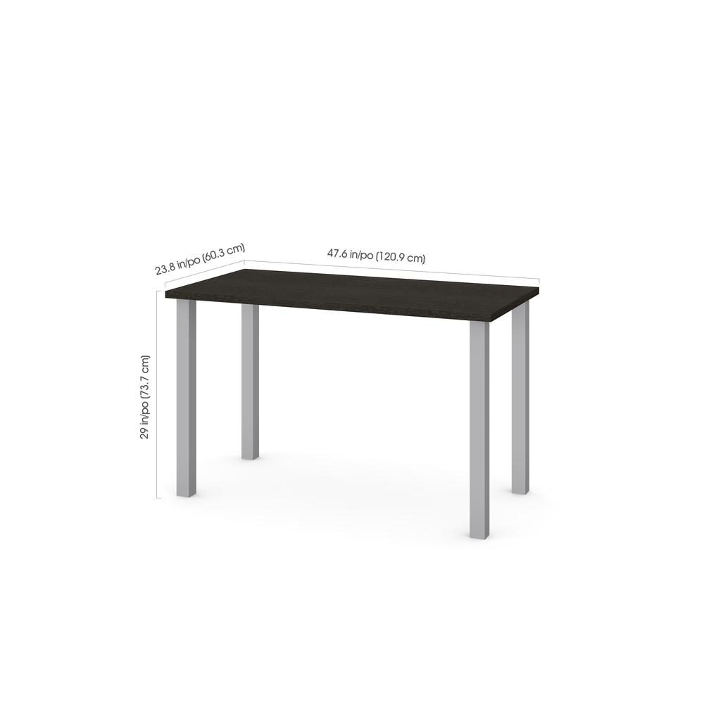 Bestar 24" x 48" Table with square metal legs in Deep Grey. Picture 1